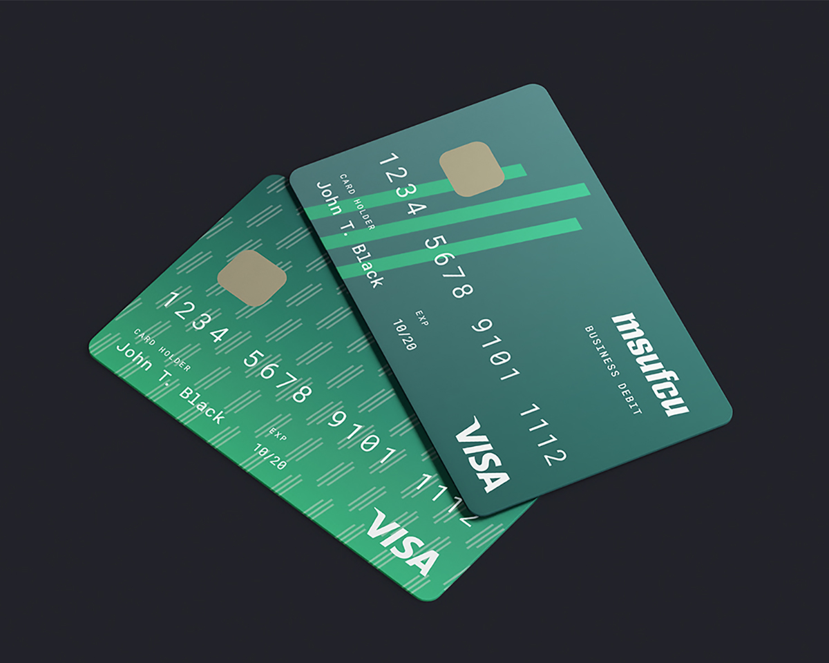 MSUFCU branded credit cards.