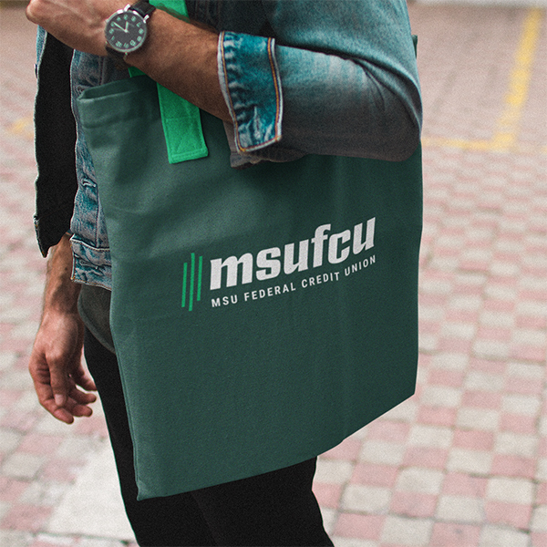 MSUFCU branded tote bag.