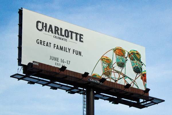 Billboard promoting celebration in Charlotte