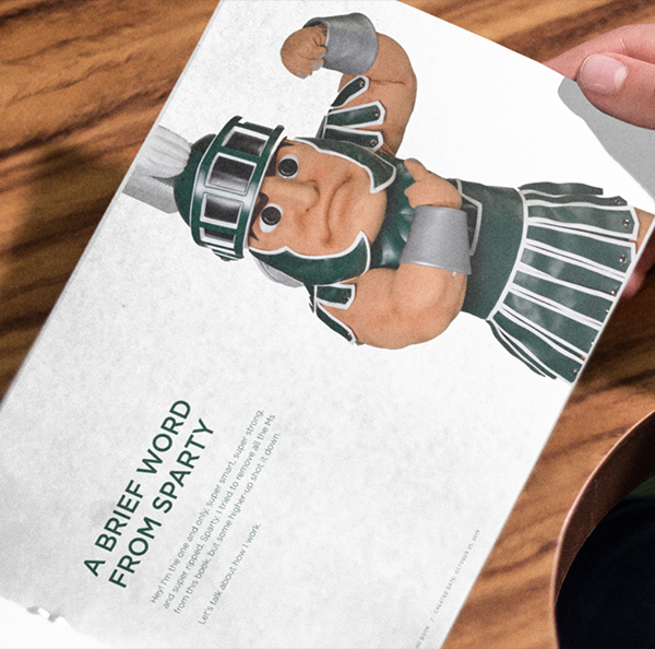 A page of the Sparty brand book featuring Sparty's voice