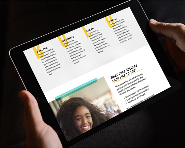 Image of BOLD website being viewed on a tablet device.