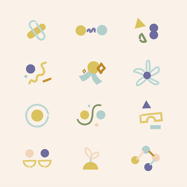 Set of abstract icons created for the EC3 website