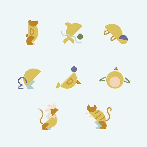 Set of abstract animal icons created for the EC3 website