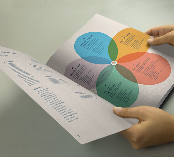 Person viewing a colorful graph in RDC's annual report