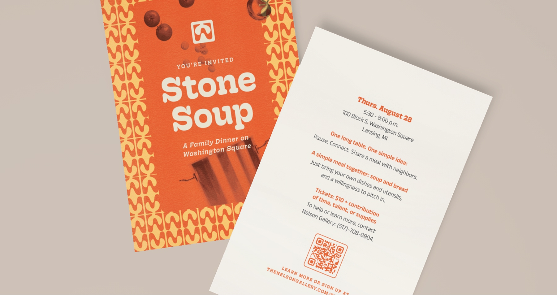 Stone Soup Invitation in retro-modern design style